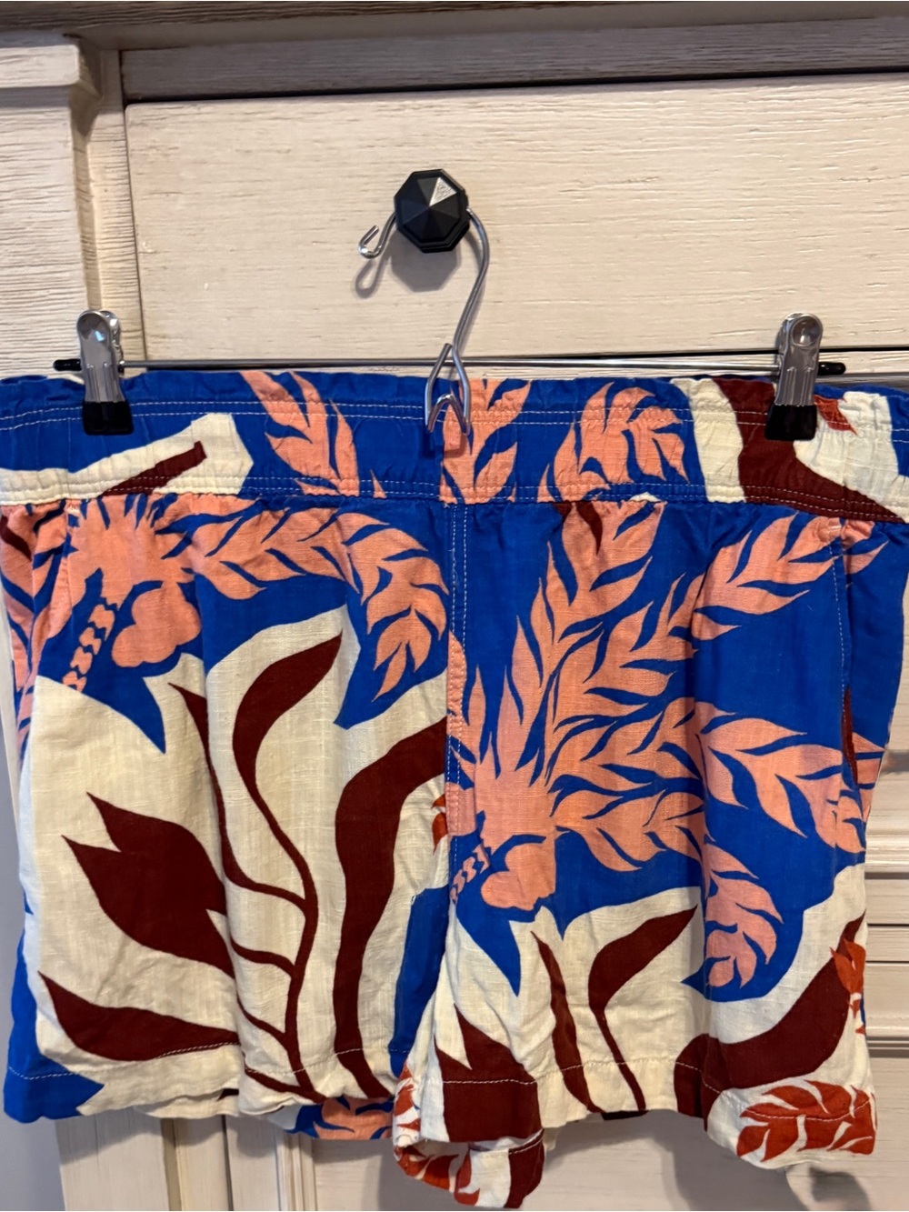 H&M Blue Multicolor Printed Elastic Waist Shorts